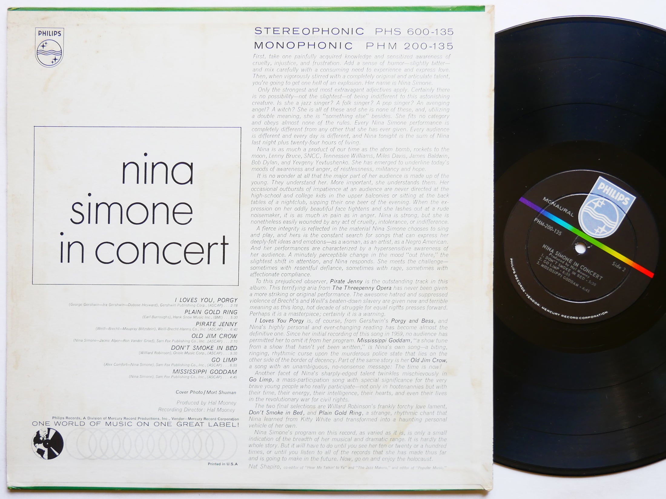 NINA SIMONE In Concert LP PHILIPS PHM 200-135 Orig US '64 DG MONO Jazz Blues VG+