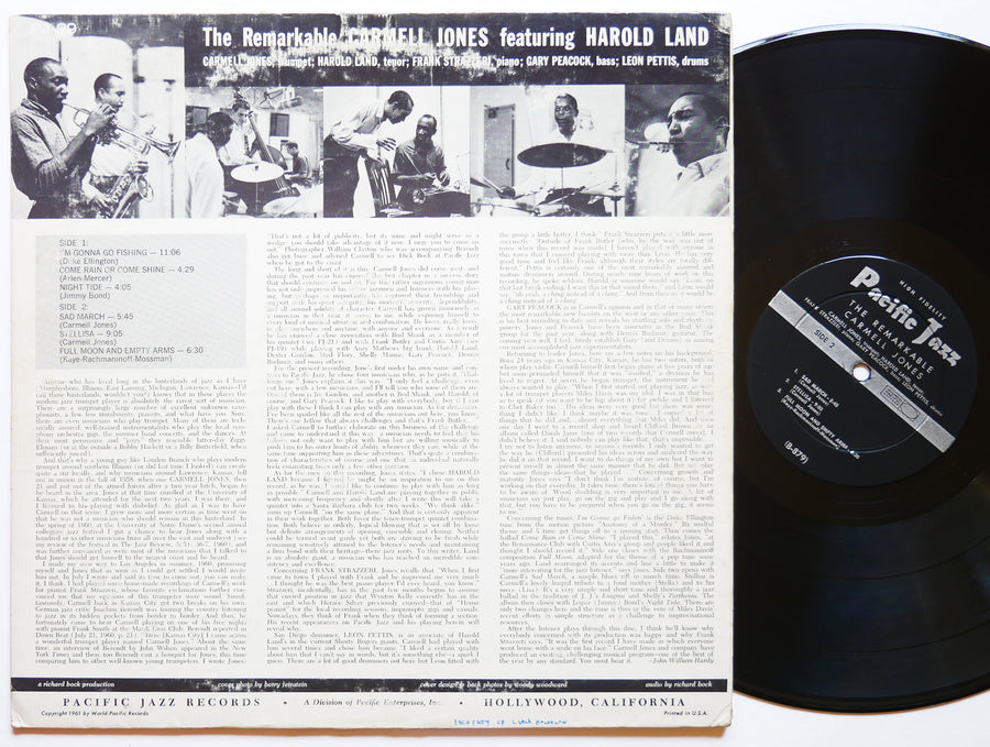 CARMELL JONES HAROLD LAND The Remarkable LP PACIFIC JAZZ PJ-29 US 1961 DG MONO
