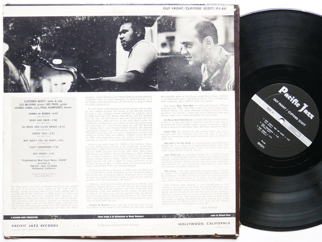 CLIFFORD SCOTT Out Front! LP PACIFIC JAZZ PJ-66 US 1963 DG MONO JAZZ Les McCann