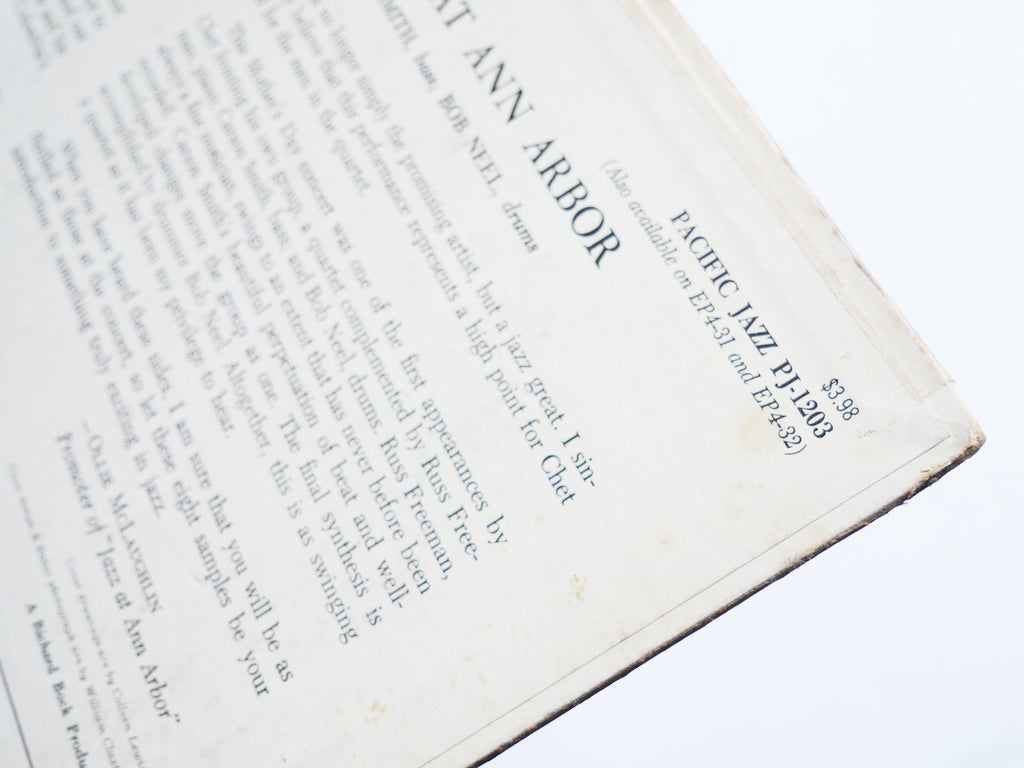 CHET BAKER Quartet Jazz At Ann Arbor LP PACIFIC JAZZ PJ 1203 US 1955 DG MONO