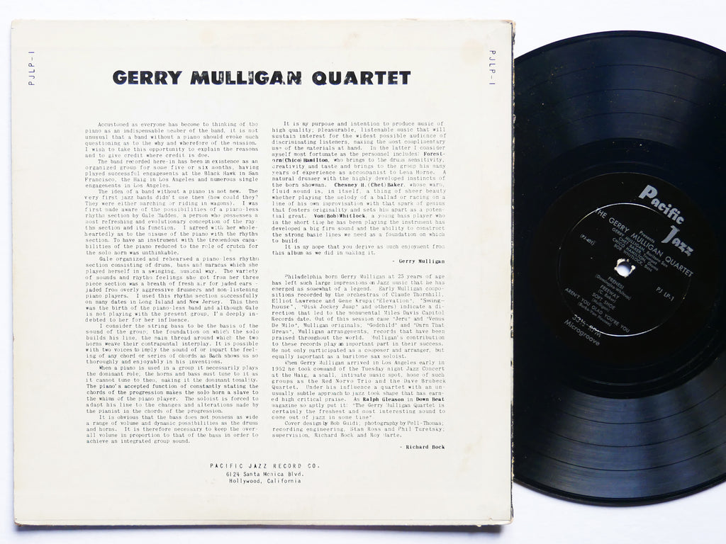 GERRY MULLIGAN Quartet 10" LP PACIFIC JAZZ PLJP-1 US 1952 DG MONO Chet Baker