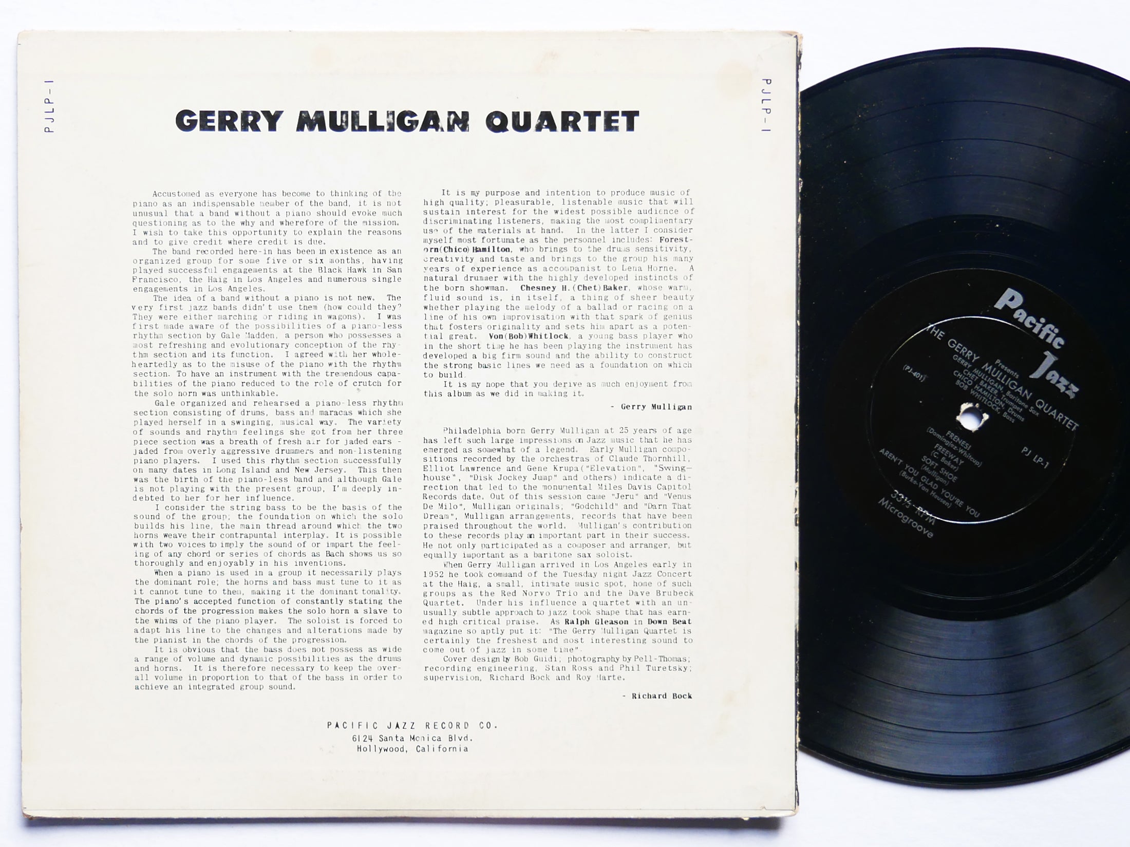 GERRY MULLIGAN Quartet 10" LP PACIFIC JAZZ PLJP-1 US 1952 DG MONO Chet Baker