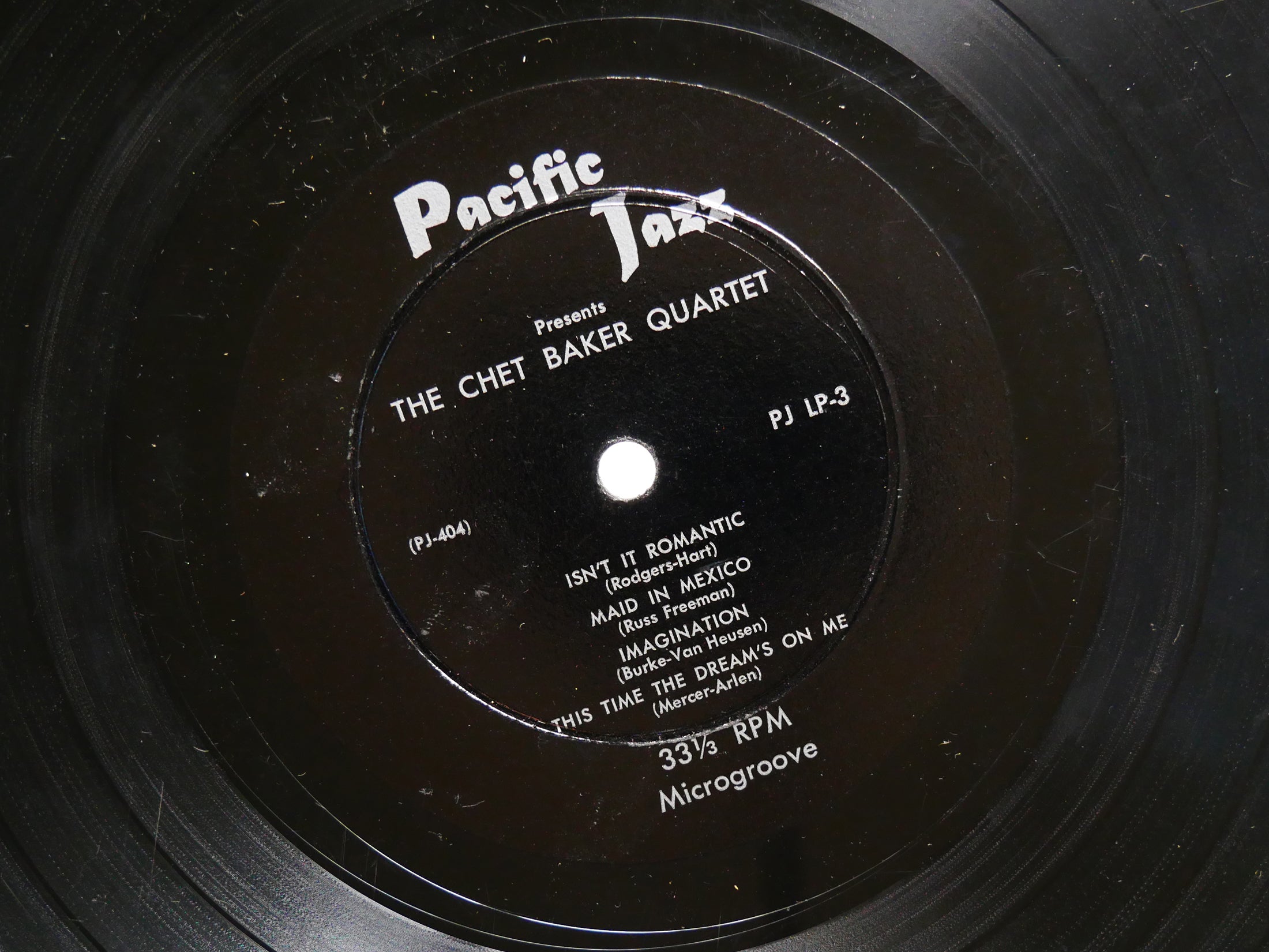 CHET BAKER Quartet 10" LP PACIFIC JAZZ PJ LP-3 US 1953 DG MONO Russ Freeman
