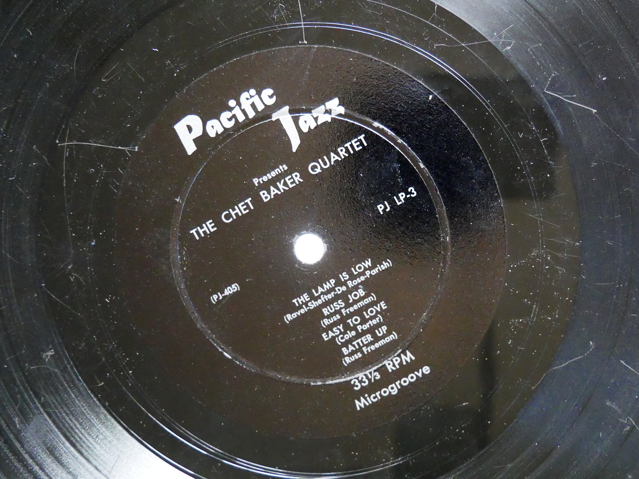 CHET BAKER Quartet 10" LP PACIFIC JAZZ PJ LP-3 US 1953 DG MONO Russ Freeman