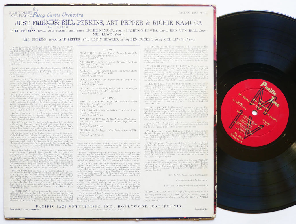 BILL PERKINS ART PEPPER RICHIE KAMUCA Just Friends LP PACIFIC JAZZ M-401 US 1957