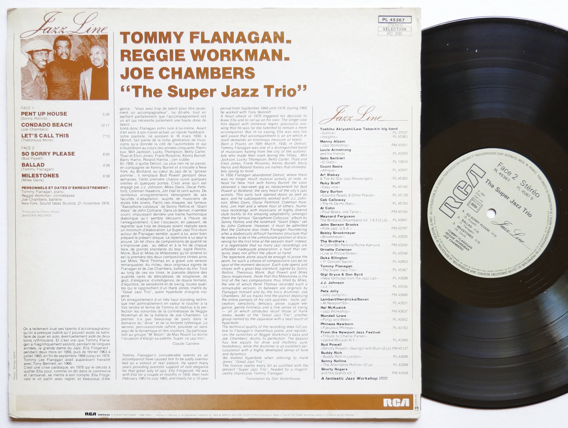 THE SUPER JAZZ TRIO TOMMY FLANAGAN Jazz Line PL 45367 FRANCE 1982 Joe Chambers