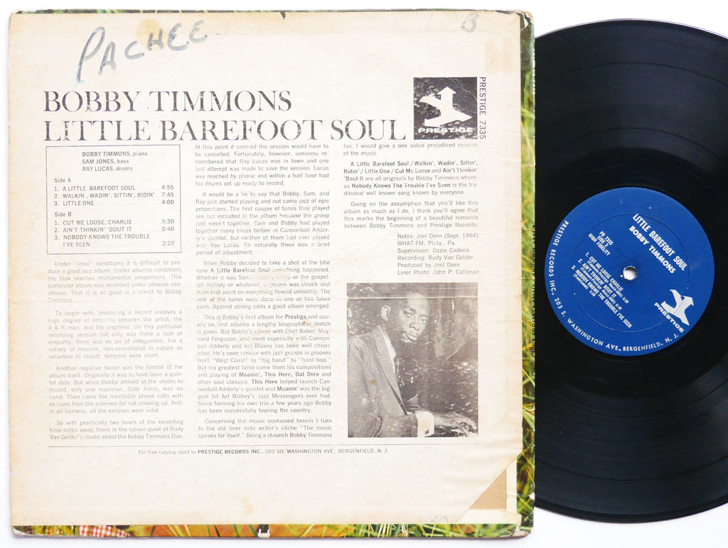 BOBBY TIMMONS Little Barefoot Soul LP PRESTIGE PR 7335 US '64 RVG MONO Sam Jones