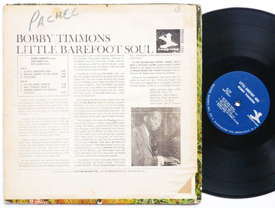 BOBBY TIMMONS Little Barefoot Soul LP PRESTIGE PR 7335 US '64 RVG MONO Sam Jones