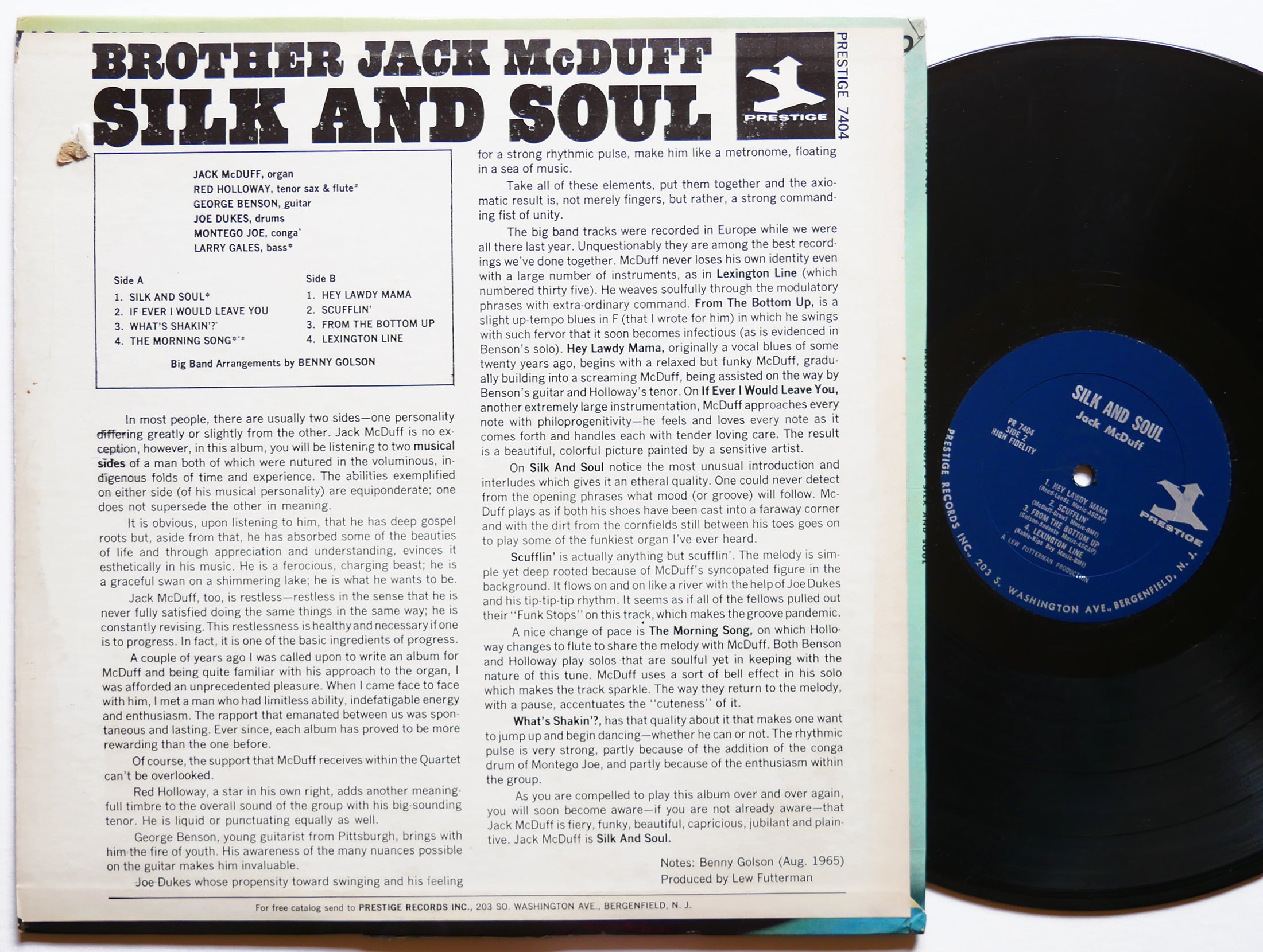 BROTHER JACK MCDUFF Silk And Soul LP PRESTIGE PR 7404 US 1965 MONO Benny Golson
