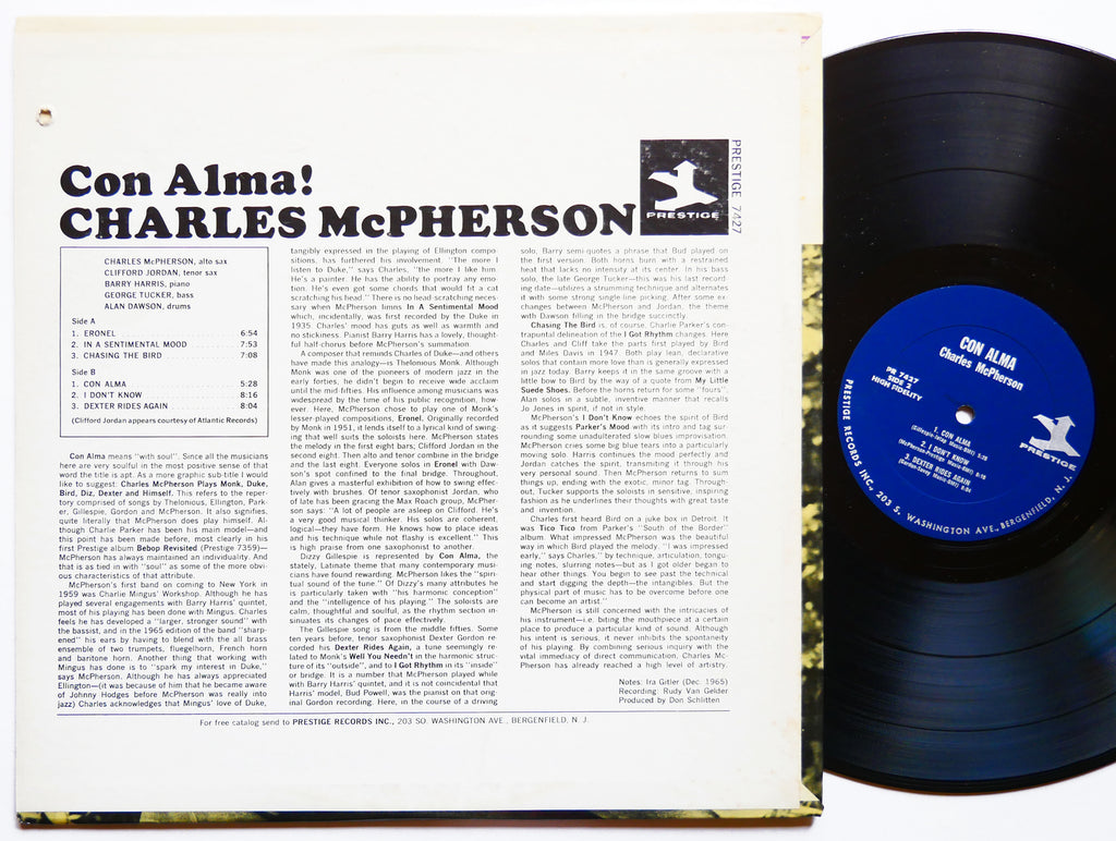 CHARLES MCPHERSON Con Alma! LP PRESTIGE PR 7427 US 1965 RVG MONO Clifford Jordan