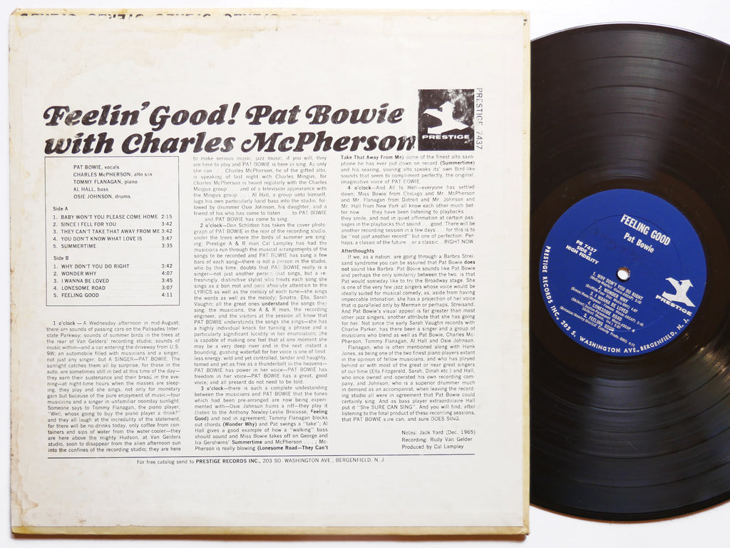 PAT BOWIE Feelin' Good! LP PRESTIGE PR 7437 US 1965 RVG MONO Tommy Flanagan