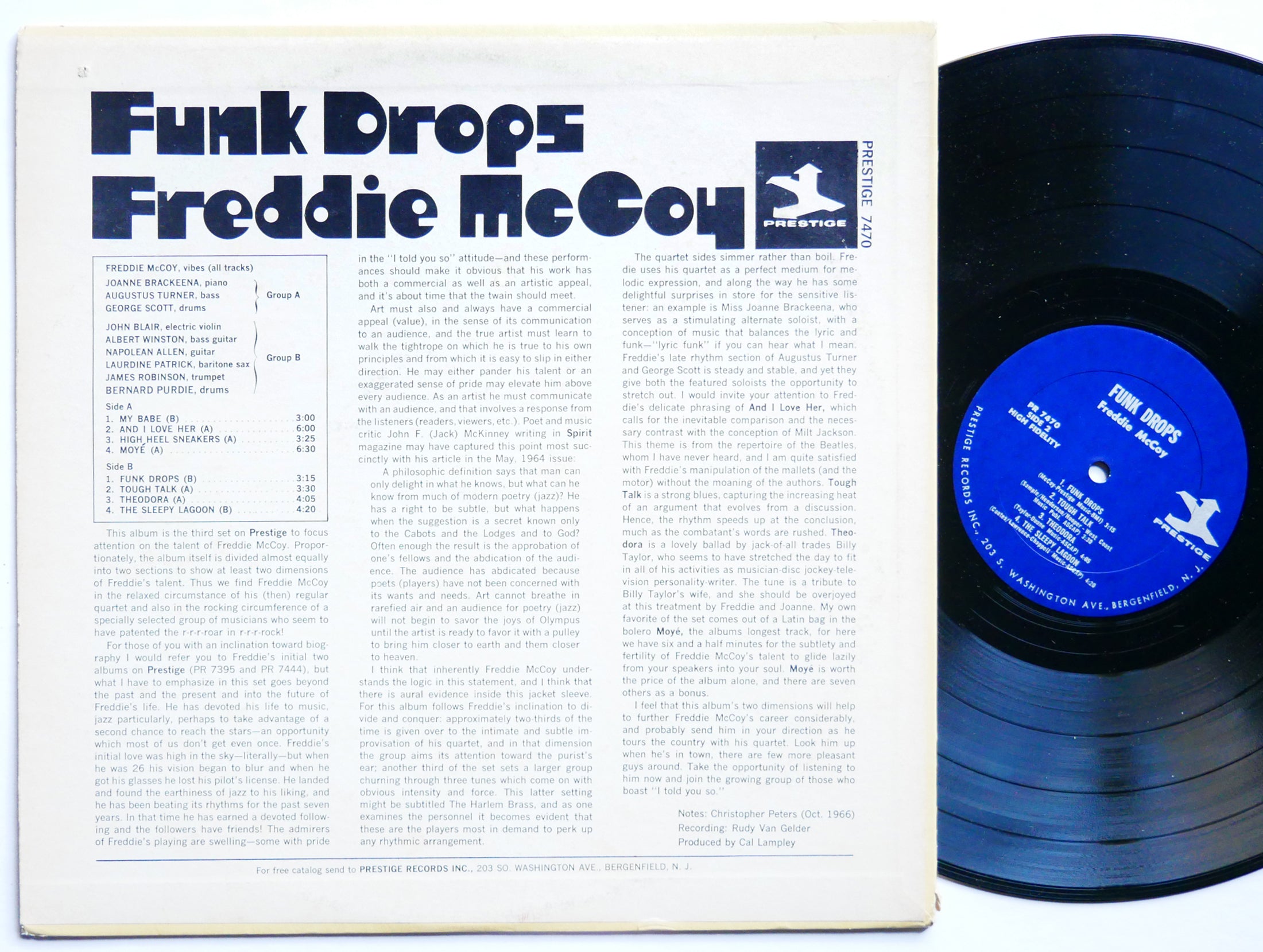 FREDDIE MCCOY Funk Drops LP PRESTIGE PR 7470 US 1966 RVG MONO Bernard Purdie VG+