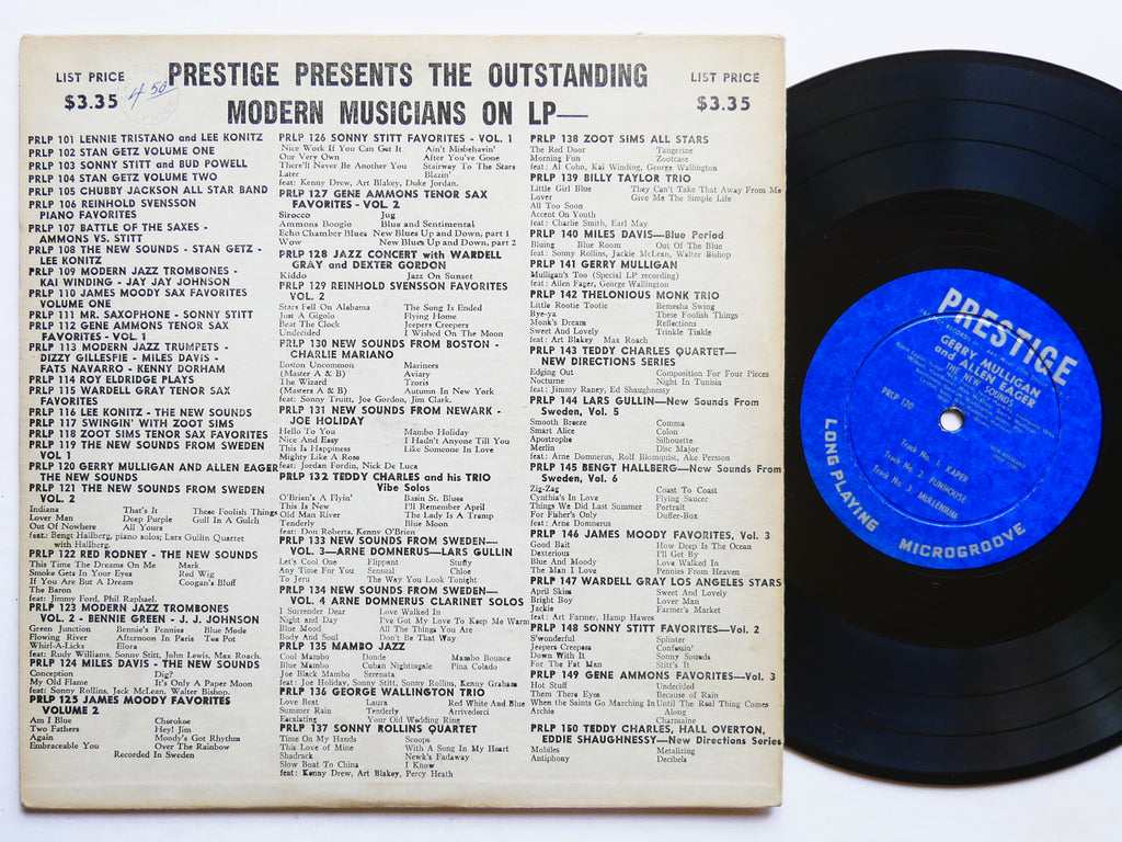 GERRY MULLIGAN ALLEN EAGER The New Sounds 10" LP PRESTIGE PRLP 120 US 1952 MONO
