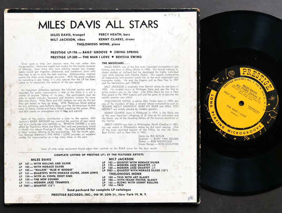 MILES DAVIS All Stars Vol.2 PRESTIGE LP 200 US 1955 RVG EAR MONO Thelonious Monk