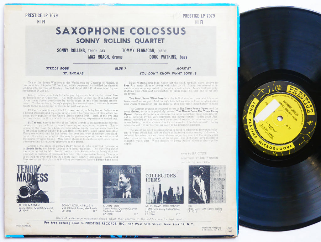 SONNY ROLLINS Saxophone Colossus LP PRESTIGE 7079 US 1958 DG MONO Tommy Flanagan