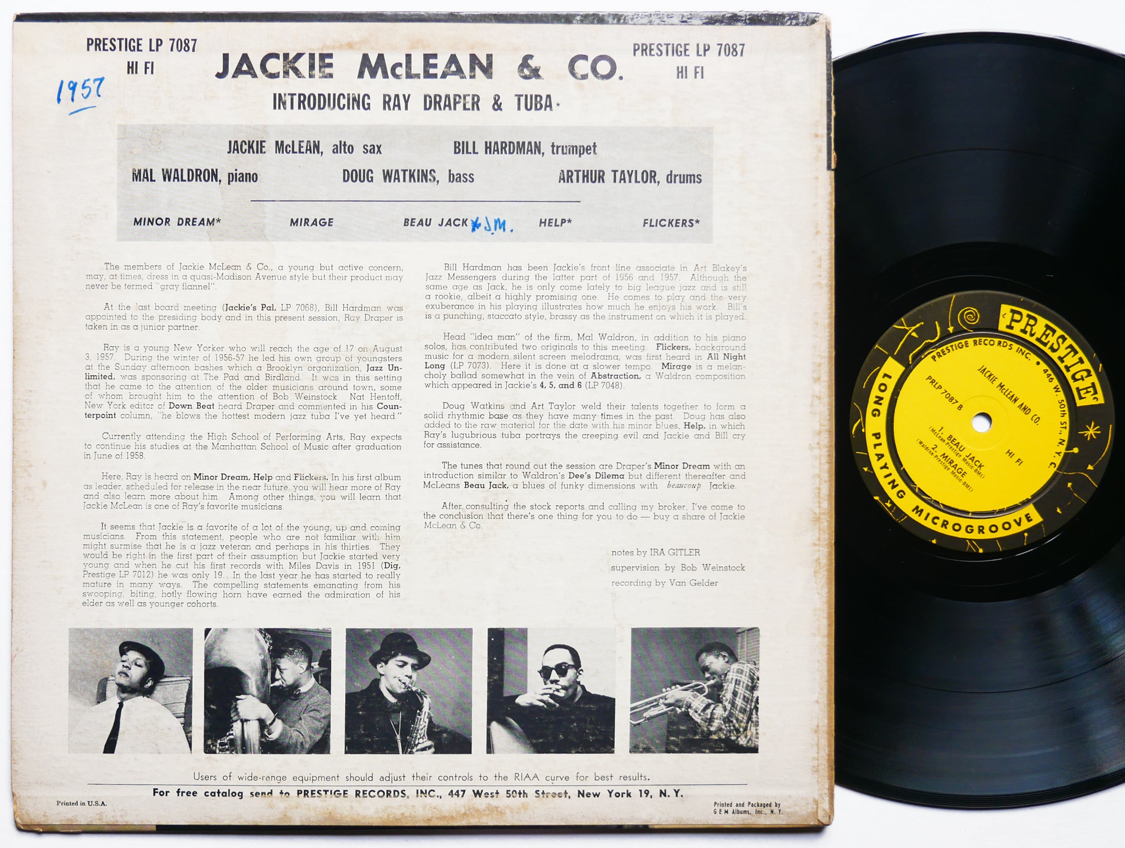 JACKIE MCLEAN & Co. LP PRESTIGE PRLP 7087 US 1957 MONO Mal Waldron Doug Watkins