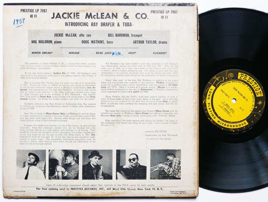 JACKIE MCLEAN & Co. LP PRESTIGE PRLP 7087 US 1957 MONO Mal Waldron Doug Watkins
