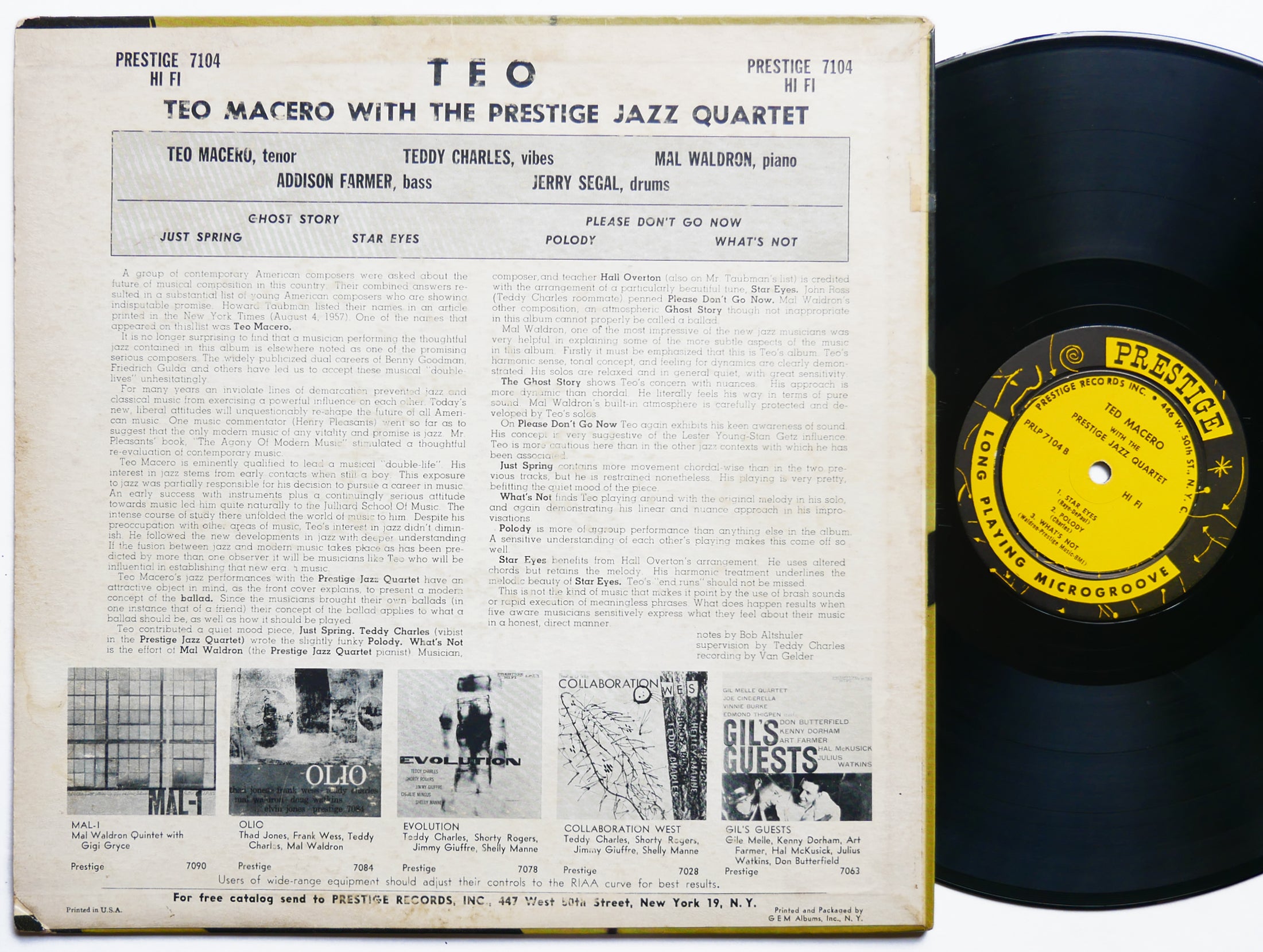 TEO MACERO Teo LP PRESTIGE PRLP 7104 US 1957 RVG DG MONO W.50th JAZZ Mal Waldron