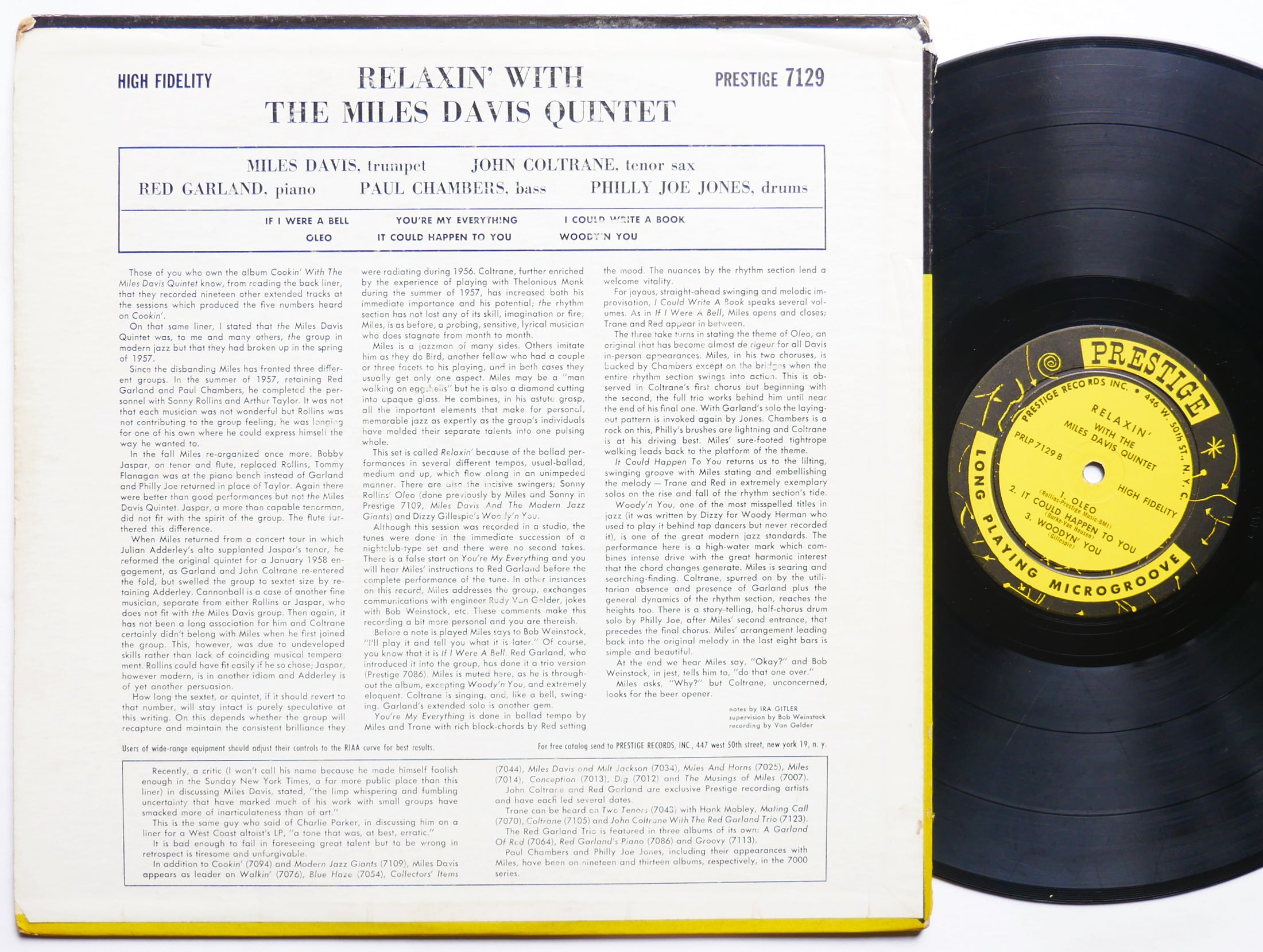 MILES DAVIS Quintet Relaxin' LP PRESTIGE 7129 US 1958 MONO W.50th John Coltrane