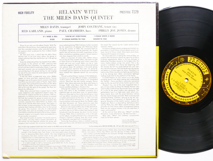 MILES DAVIS Quintet Relaxin' LP PRESTIGE 7129 US 1958 MONO W.50th John Coltrane