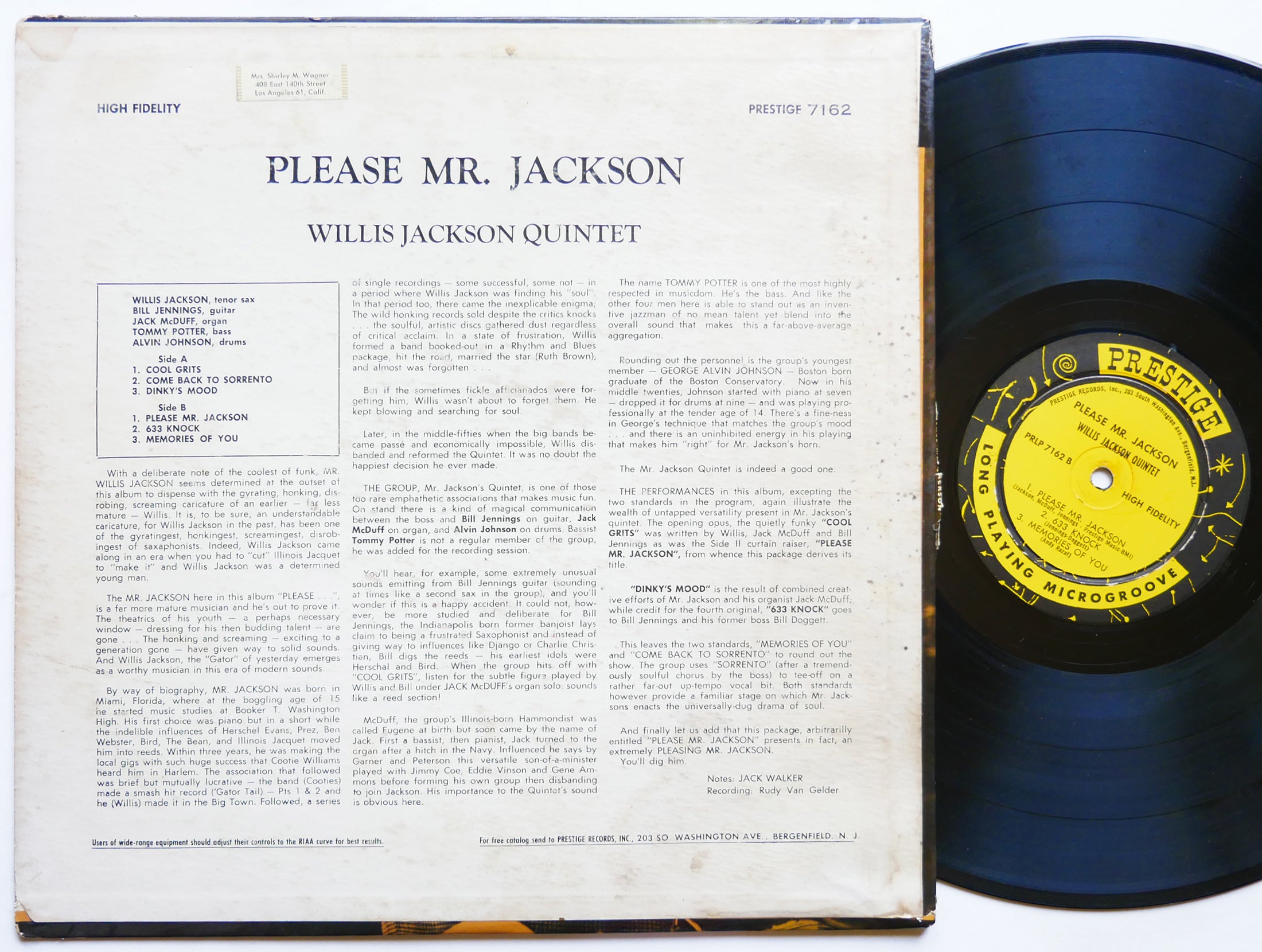 WILLIS JACKSON Quintet Please Mr. Jackson LP PRESTIGE PRLP 7162 US 1959 RVG MONO