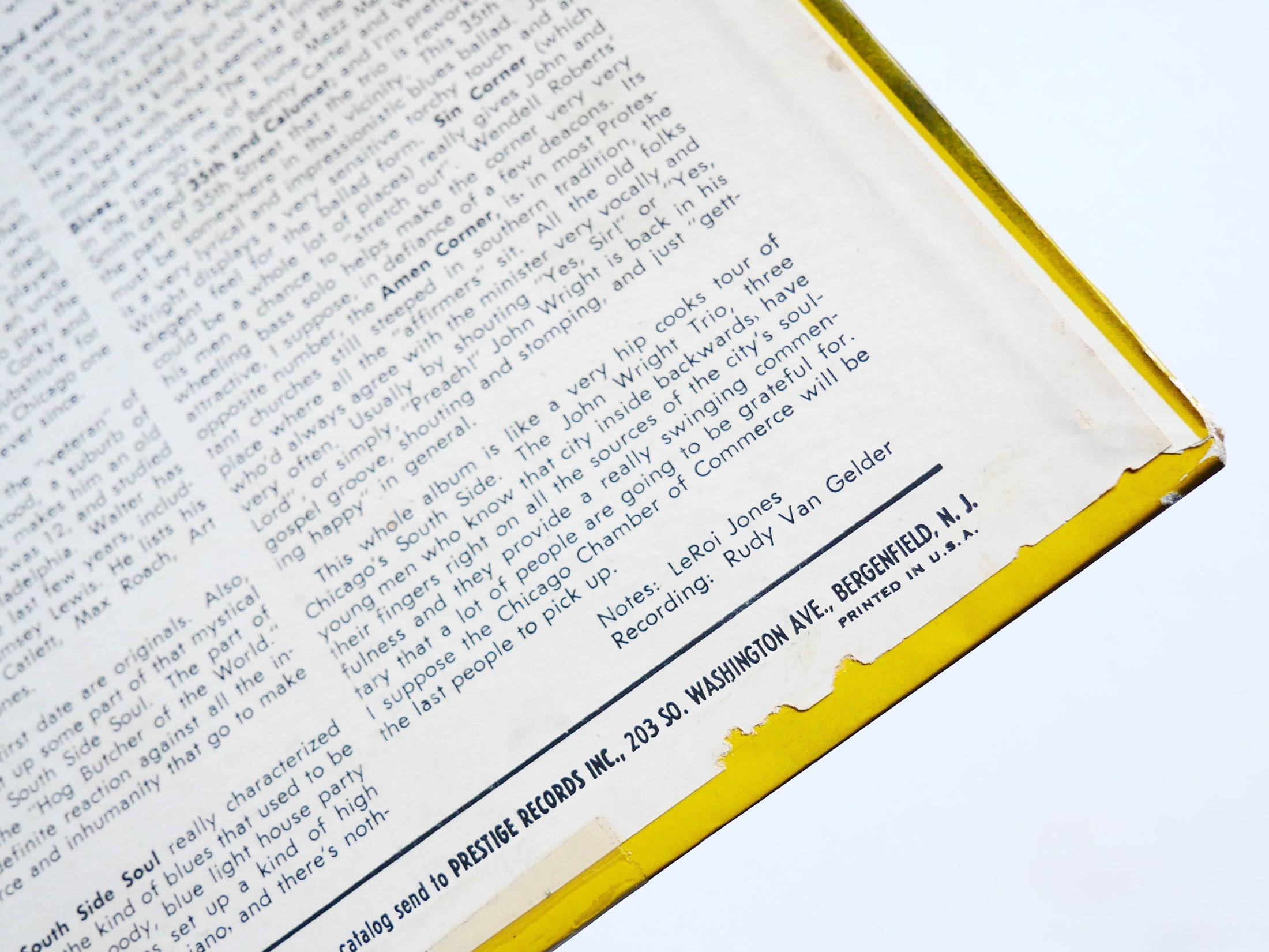 JOHN WRIGHT TRIO South Side Soul LP PRESTIGE PRLP 7190 US 1960 NJ DG MONO JAZZ