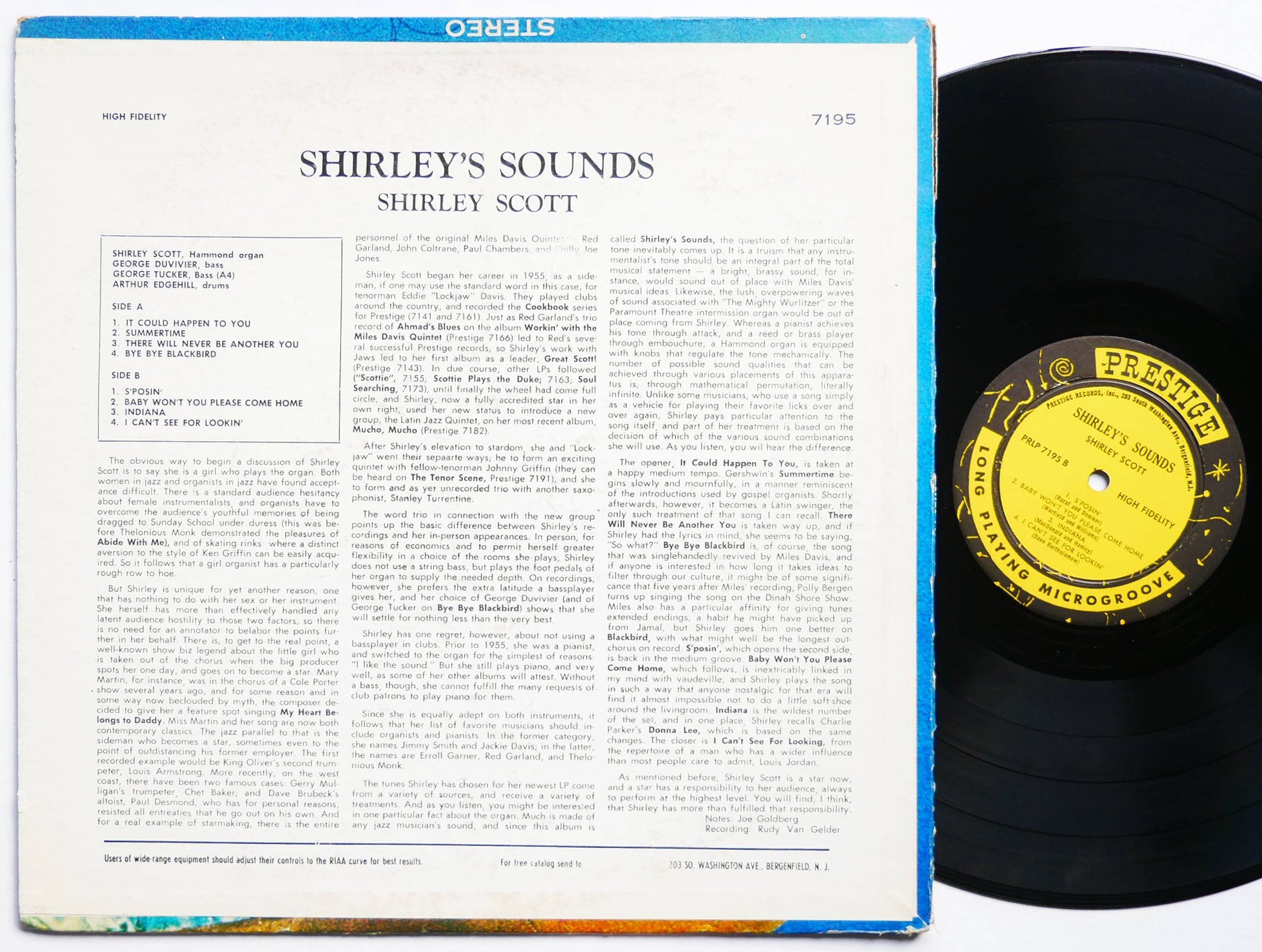 SHIRLEY SCOTT Shirley's Sounds LP PRESTIGE PRLP 7195 US 1961 NJ RVG DG MONO JAZZ