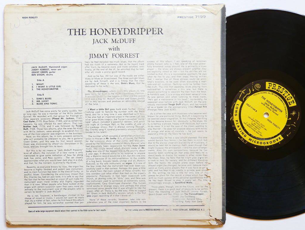 JACK MCDUFF The Honeydripper LP PRESTIGE 7199 US 1961 NJ RVG DG MONO Grant Green