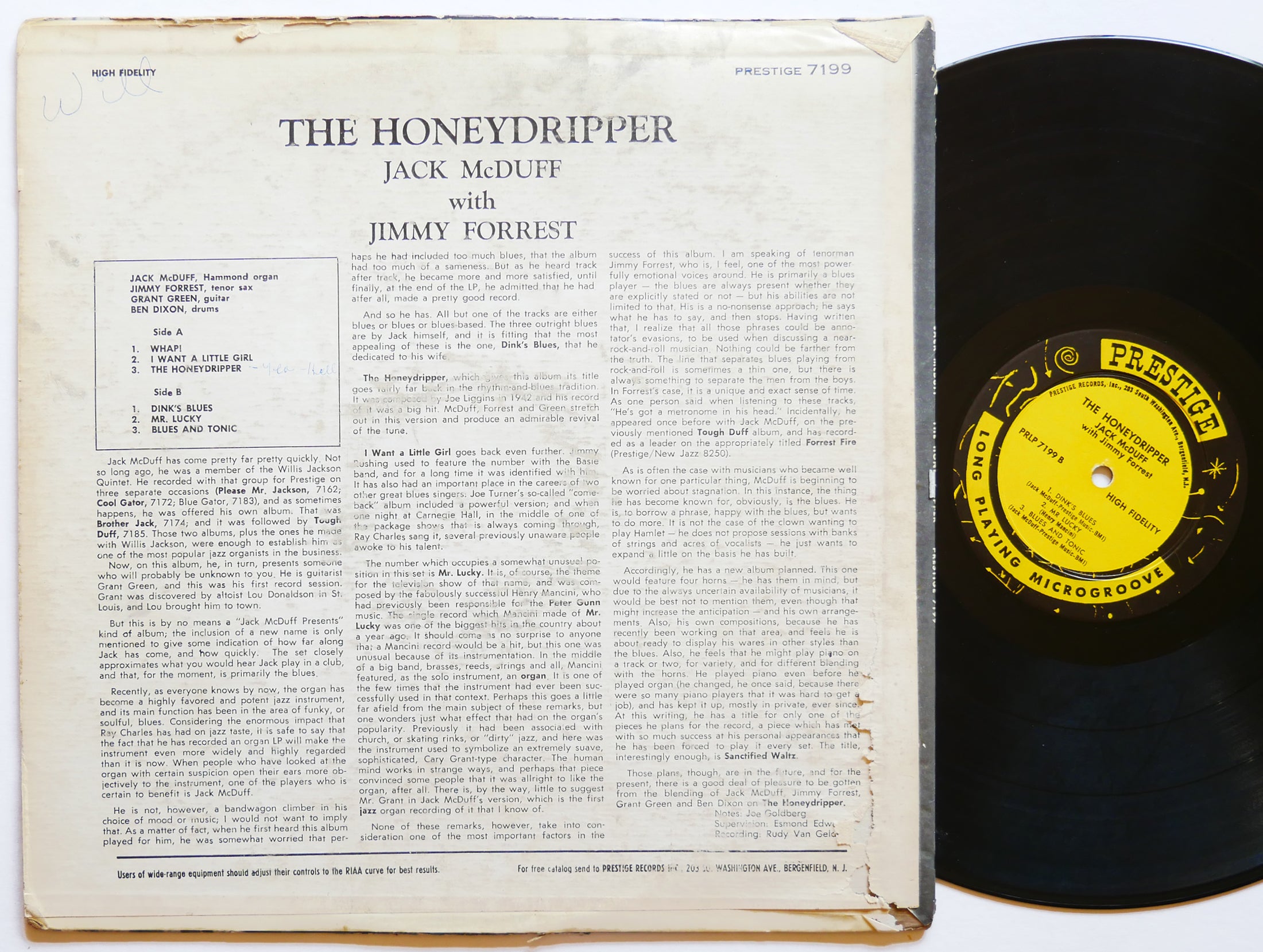 JACK MCDUFF The Honeydripper LP PRESTIGE 7199 US 1961 NJ RVG DG MONO Grant Green