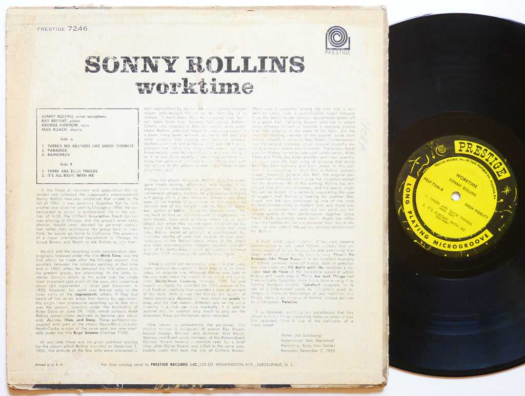 SONNY ROLLINS Worktime LP PRESTIGE PRLP 7246 US 1962 NJ RVG MONO Max Roach