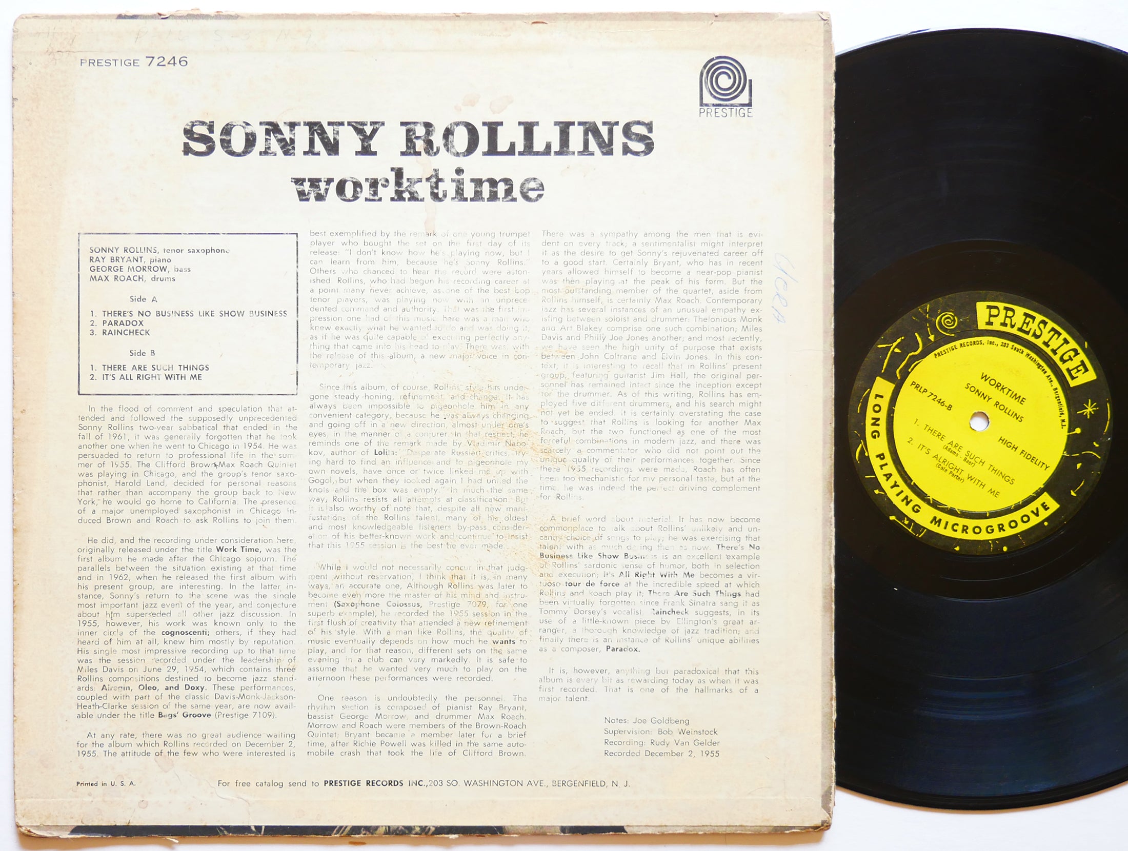 SONNY ROLLINS Worktime LP PRESTIGE PRLP 7246 US 1962 NJ RVG MONO Max Roach