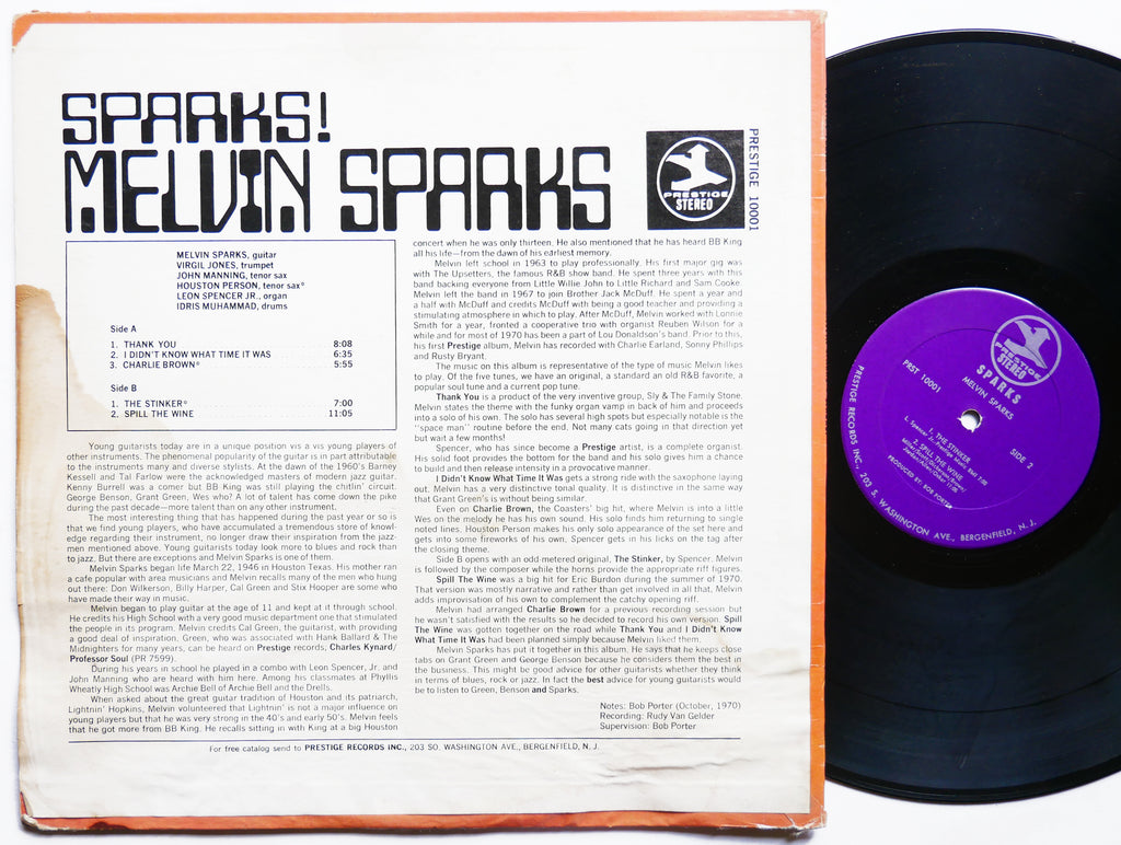 MELVIN SPARKS Sparks! LP PRESTIGE PRST 10001 Idris Muhammad Leon Spencer, Jr.