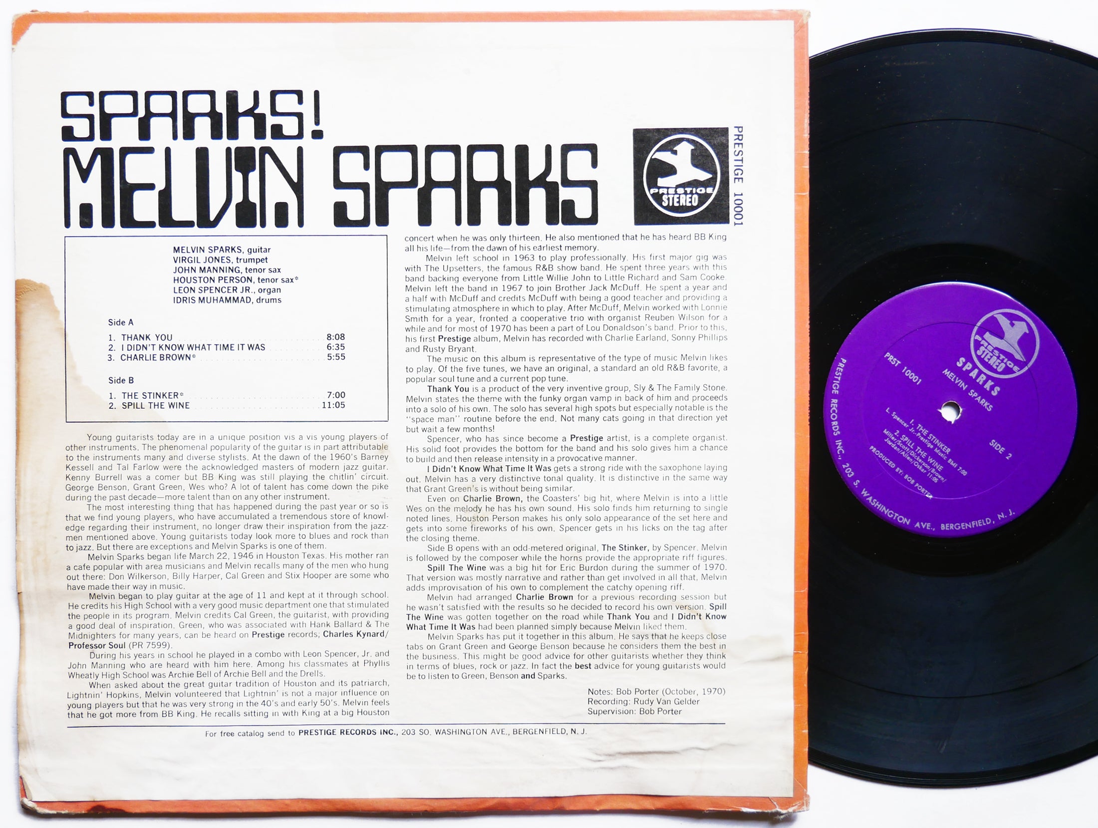 MELVIN SPARKS Sparks! LP PRESTIGE PRST 10001 Idris Muhammad Leon Spencer, Jr.
