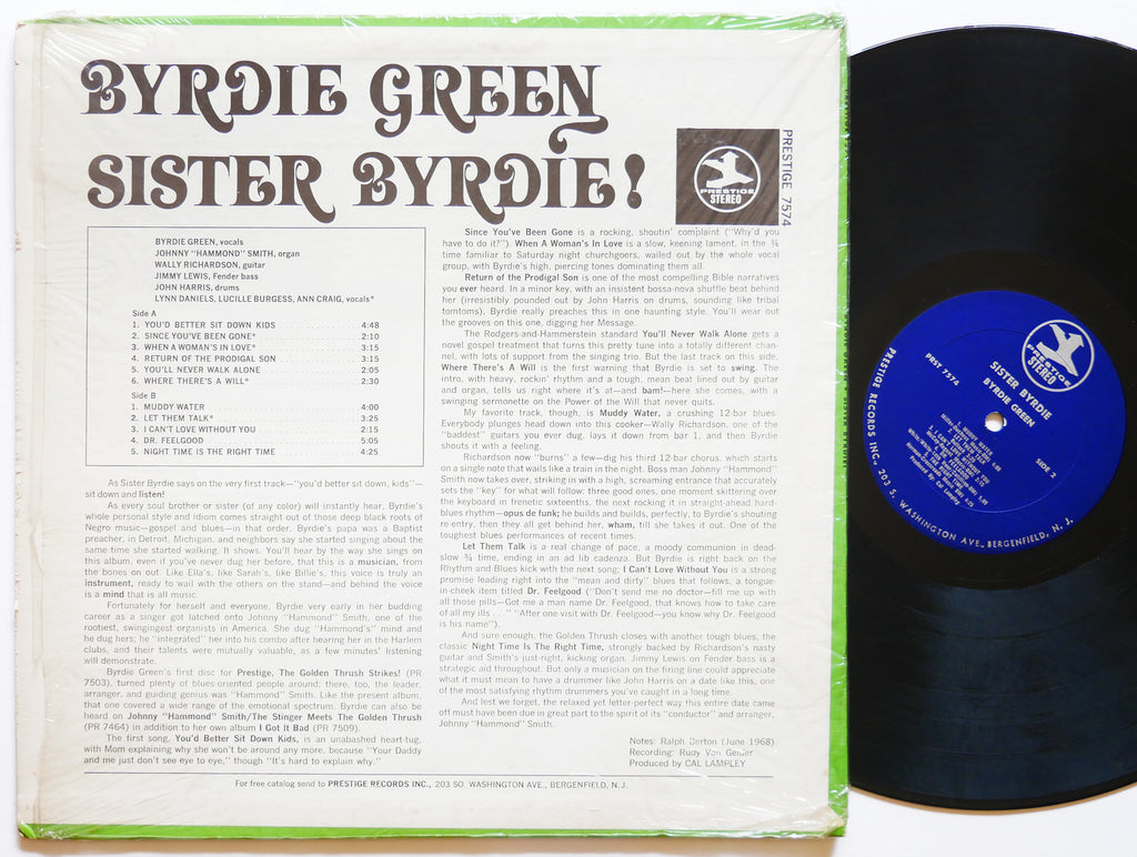 BYRDIE GREEN Sister Byrdie! LP PRESTIGE PRST 7574 US 1968 Johnny Hammond Smith