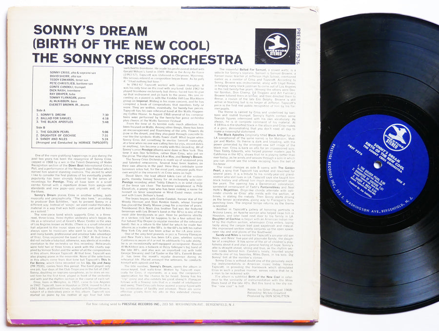 SONNY CRISS Sonny's Dream LP PRESTIGE 7576 US '68 Horace Tapscott Tommy Flanagan