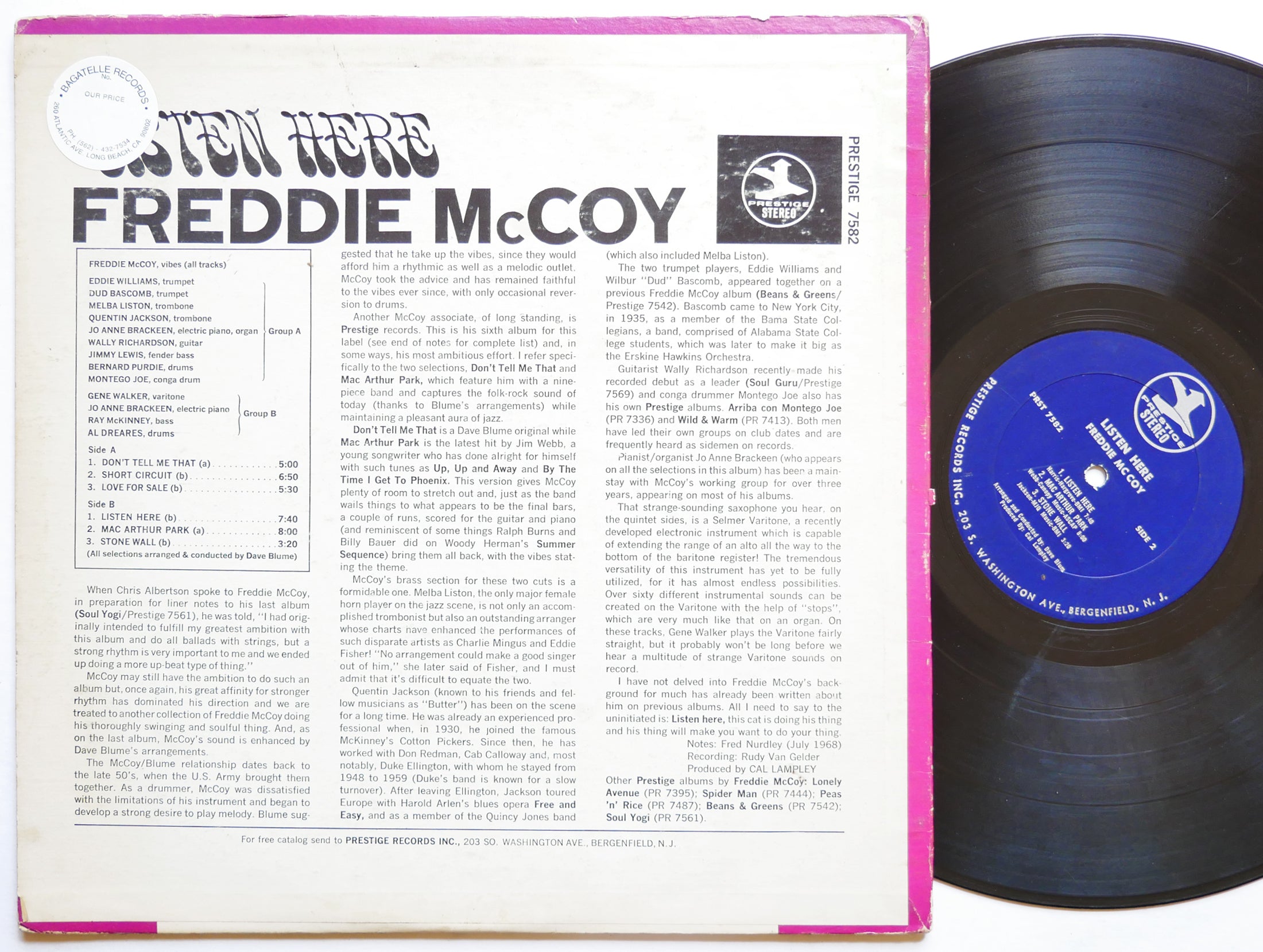 FREDDIE MCCOY Listen Here LP PRESTIGE PRST 7582 US 1968 RVG Bernard Purdie
