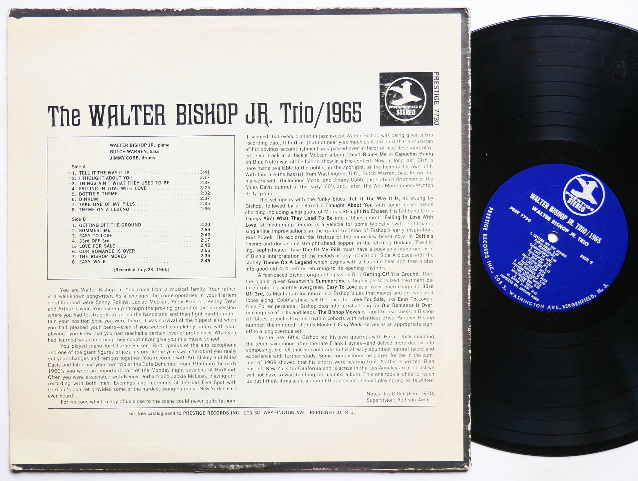 WALTER BISHOP JR. Trio 1965 LP PRESTIGE PRST7730 US 1970 Jimmy Cobb Butch Warren