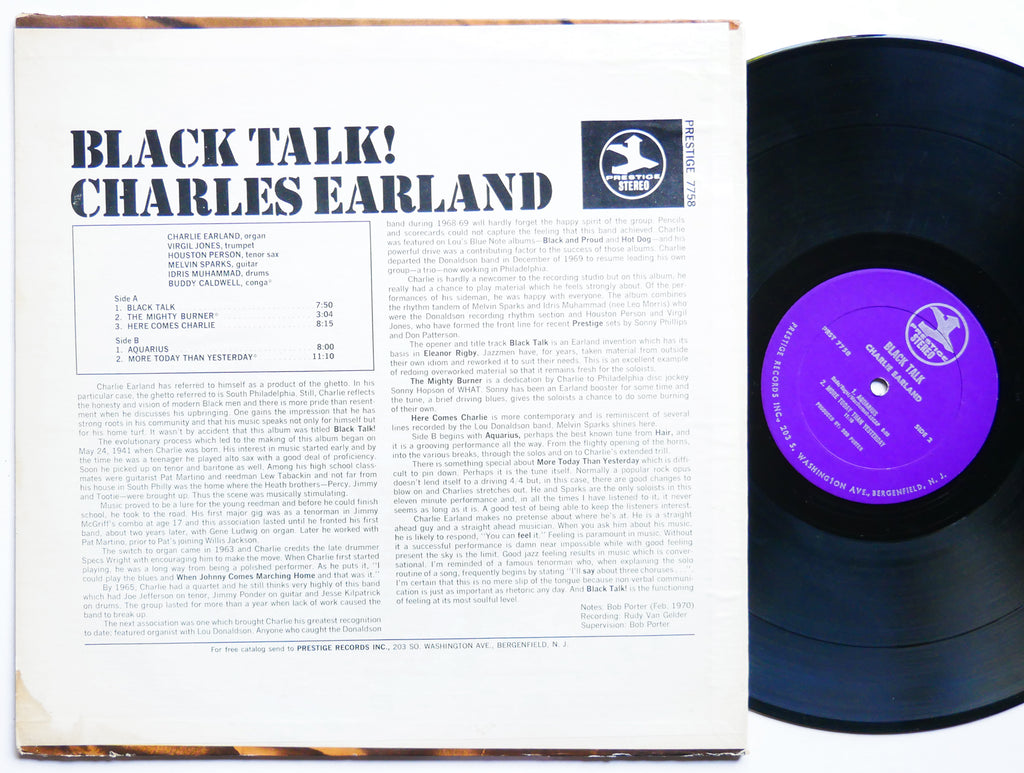 CHARLES EARLAND Black Talk! LP PRESTIGE PRST 7758 US 1970 RVG Melvin Sparks
