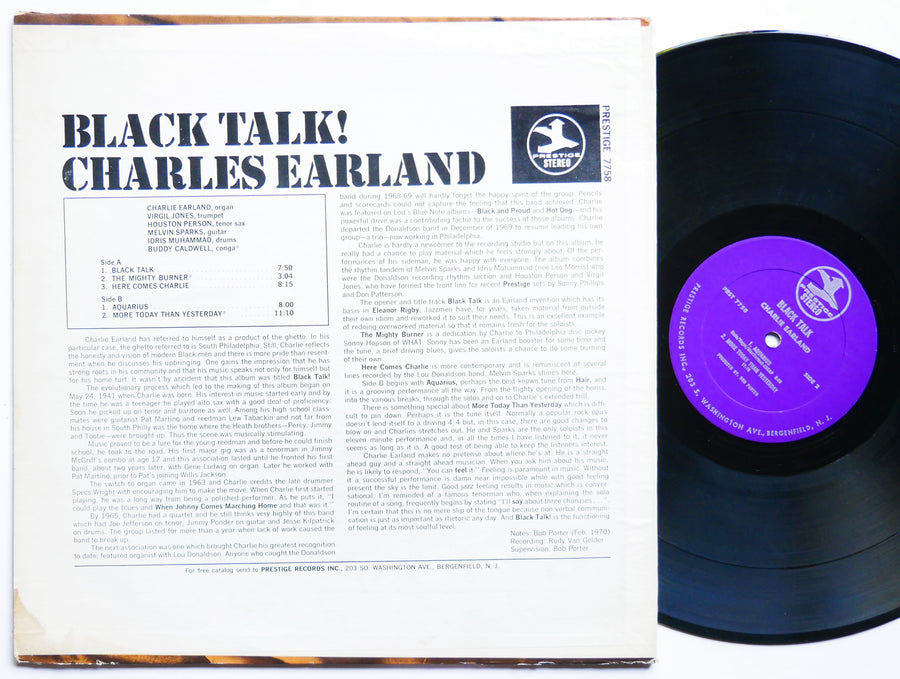 CHARLES EARLAND Black Talk! LP PRESTIGE PRST 7758 US 1970 RVG Melvin Sparks