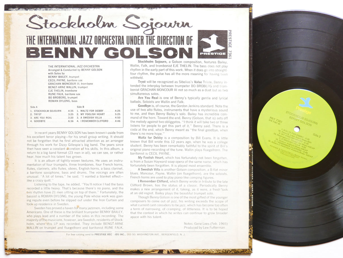 BENNY GOLSON Stockholm Sojourn LP PRESTIGE 7361 Grachan Moncur III Cecil Payne