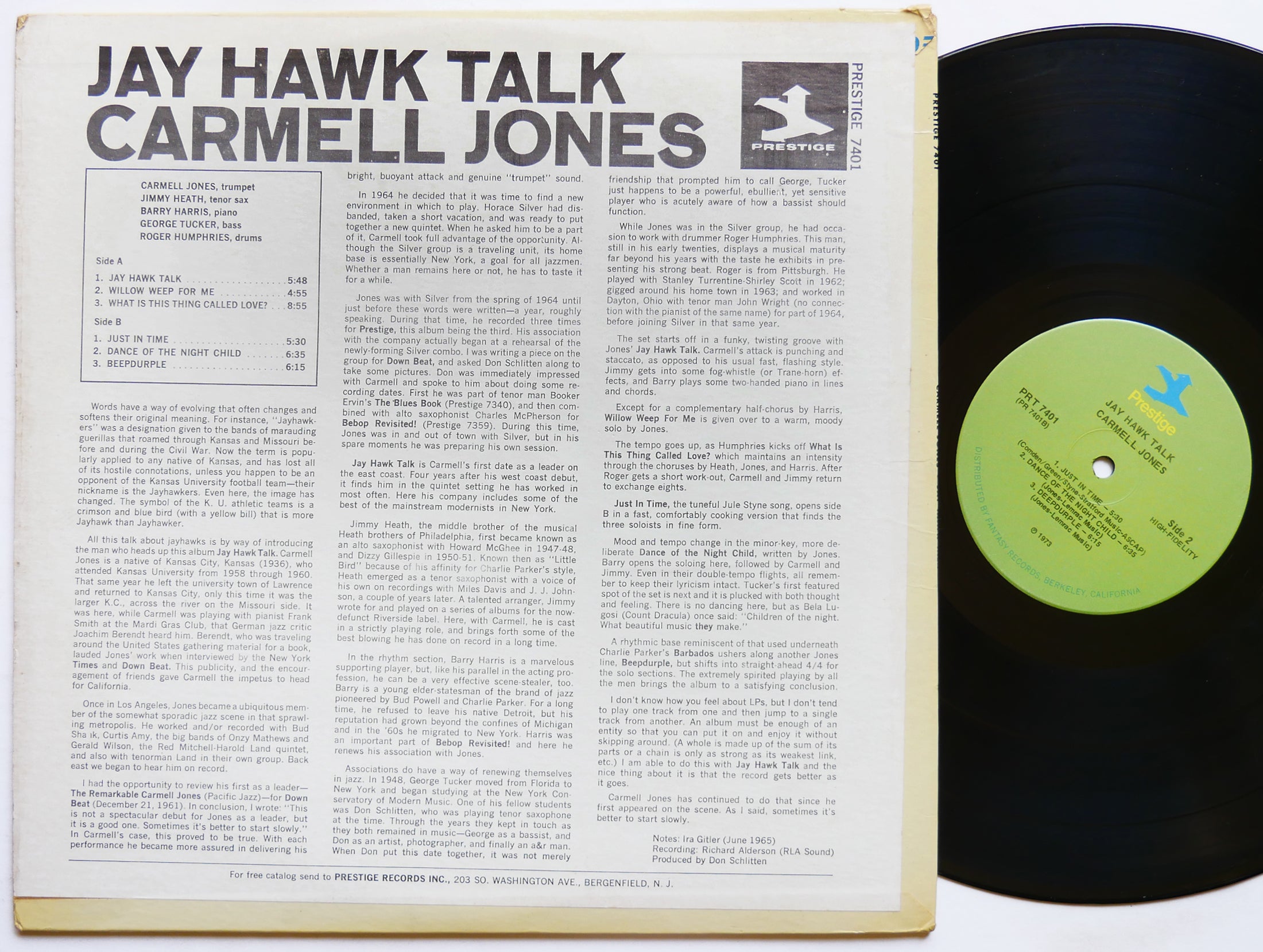 CARMELL JONES Jay Hawk Talk LP PRESTIGE 7401 US 1973 Jimmy Heath Barry Harris