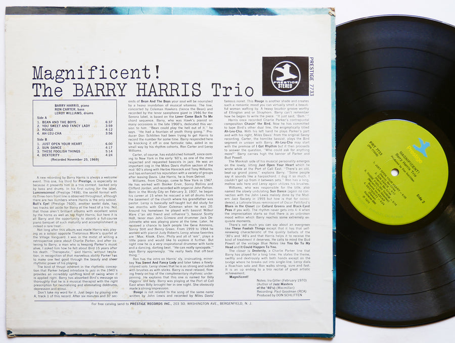 BARRY HARRIS TRIO Magnificent! LP PRESTIGE PRT 7733 US 1973 Ron Carter