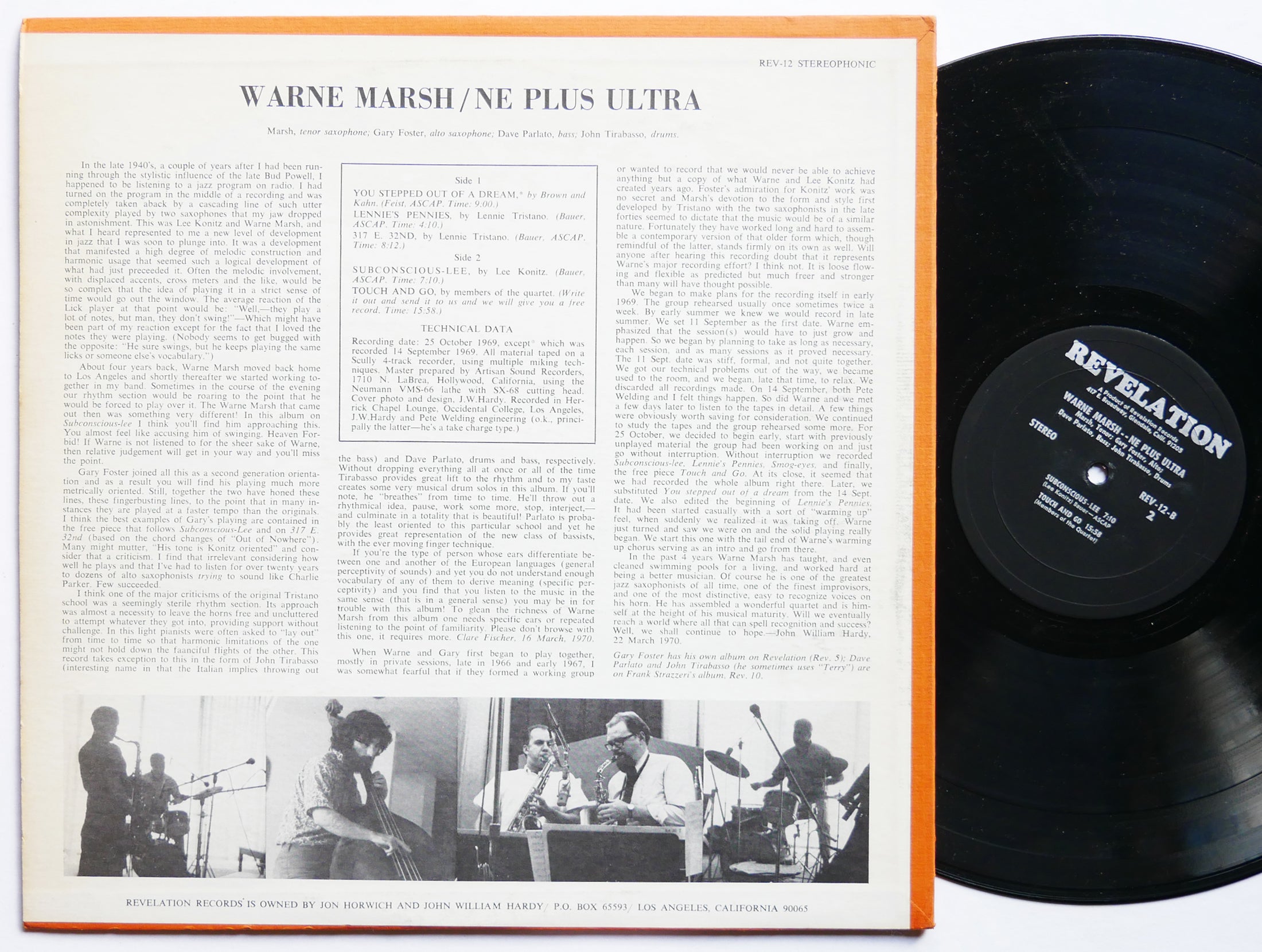 WARNE MARSH Ne Plus Ultra LP REVELATION RECORDS REV-12 US 1970 JAZZ VG+