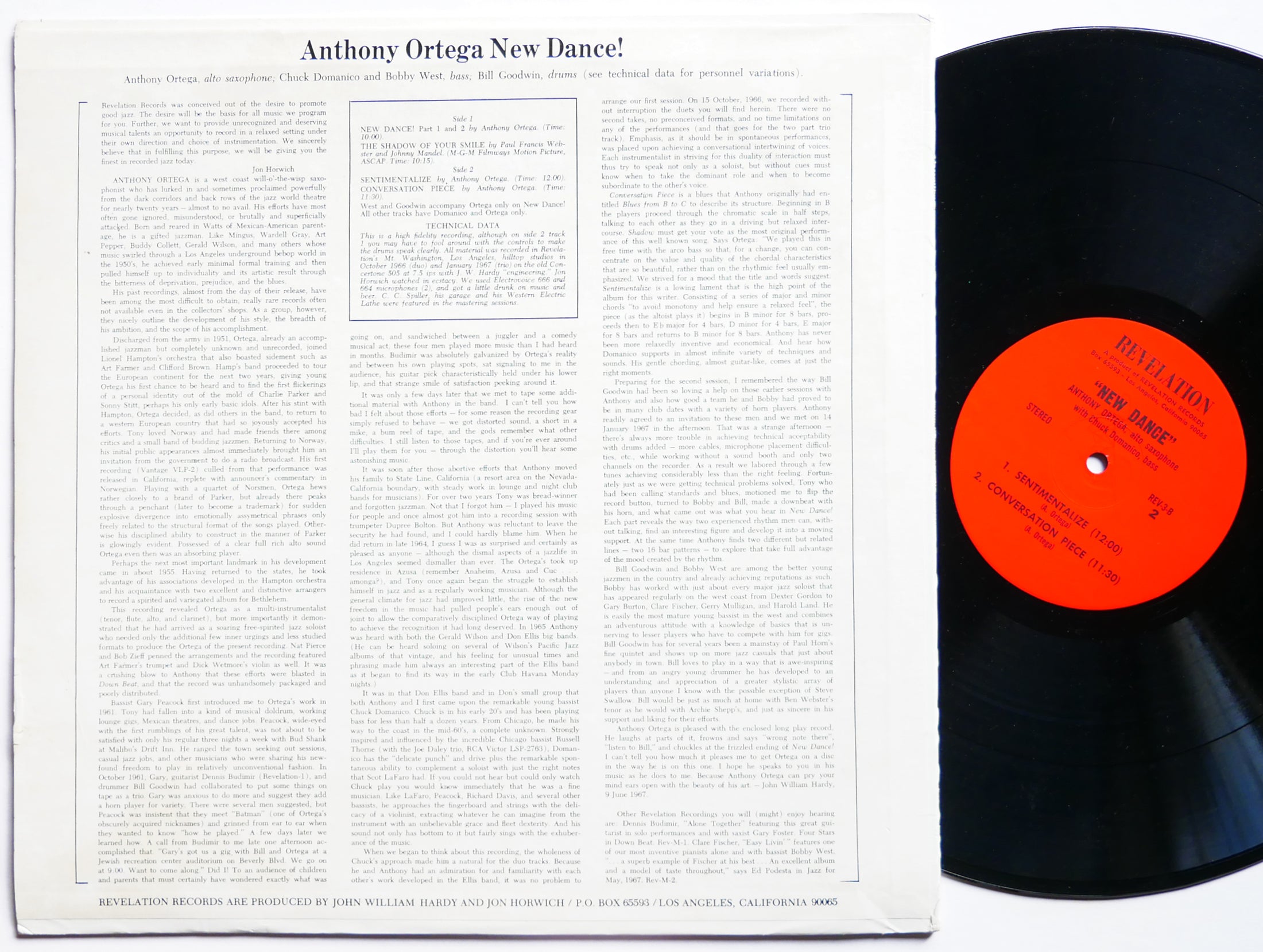 ANTHONY ORTEGA New Dance! LP REVELATION RECORDS REV-M-3 US 1967 JAZZ CLEAN