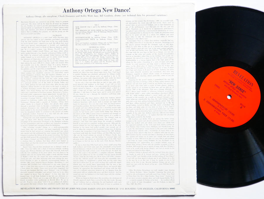 ANTHONY ORTEGA New Dance! LP REVELATION RECORDS REV-M-3 US 1967 JAZZ CLEAN
