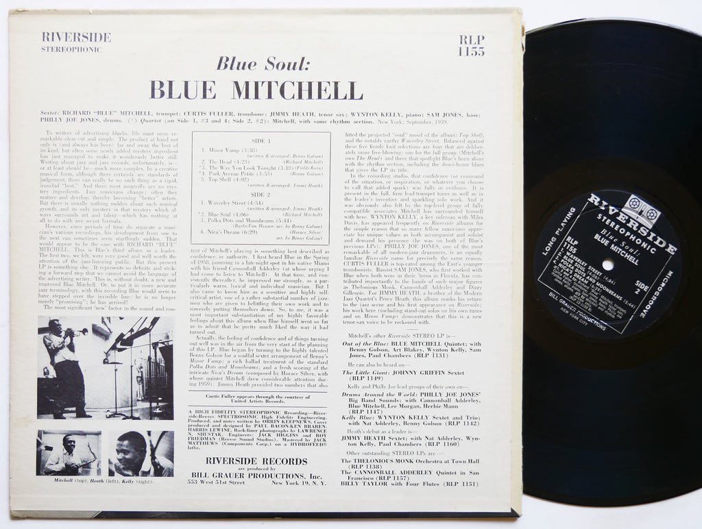 BLUE MITCHELL Blue Soul LP RIVERSIDE RLP 1155 US 1959 Curtis Fuller Wynton Kelly