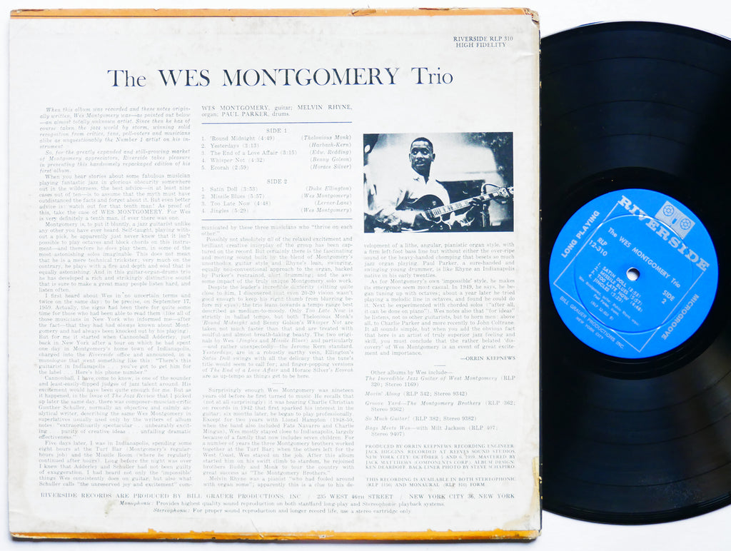 WES MONTGOMERY Trio LP RIVERSIDE RECORDS RLP 12-310 US 1962 DG MONO Melvin Rhyne