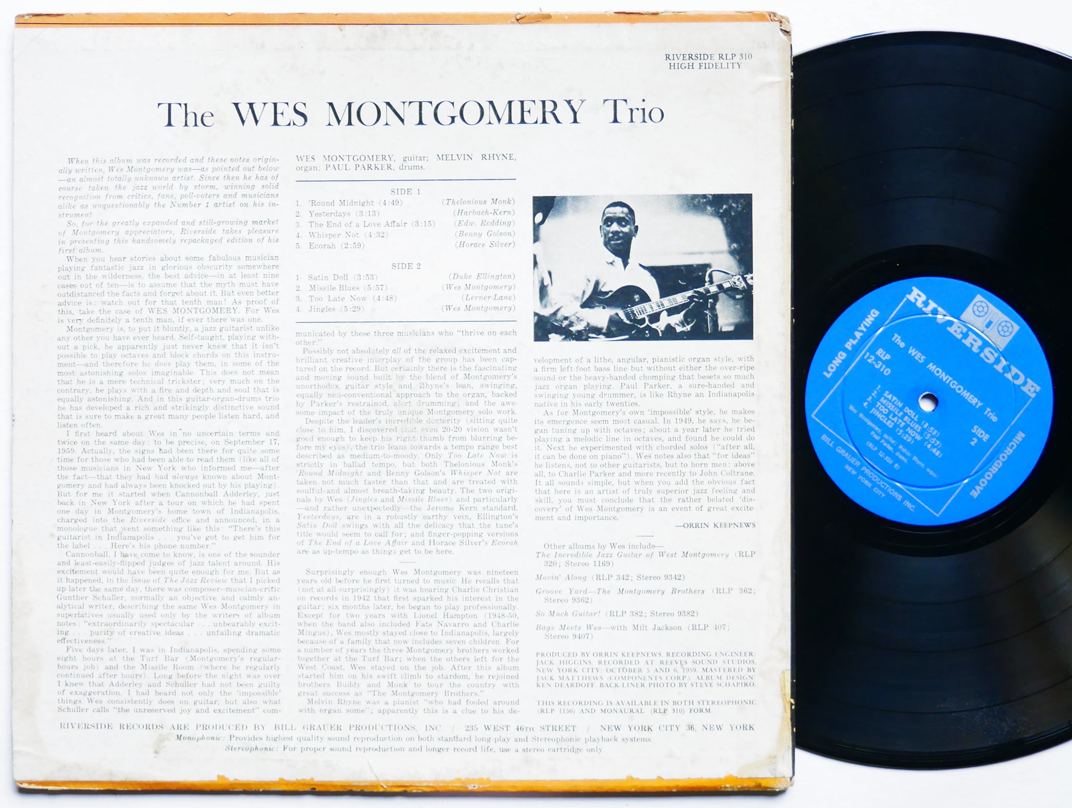 WES MONTGOMERY Trio LP RIVERSIDE RECORDS RLP 12-310 US 1962 DG MONO Melvin Rhyne