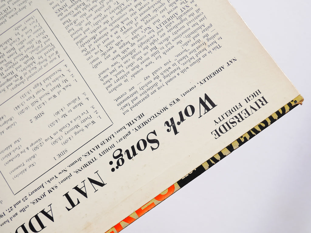 NAT ADDERLEY Work Song LP RIVERSIDE RLP 12-318 MONO Wes Montgomery Bobby Timmons