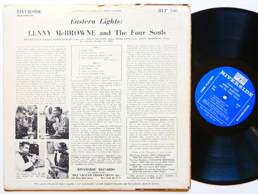 LENNY MCBROWNE Eastern Lights LP RIVERSIDE RECORDS RLP346 US 1960 MONO Don Sleet